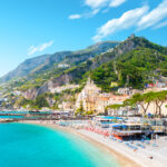 Morning,View,Of,Amalfi,Cityscape,On,Coast,Line,Of,Mediterranean